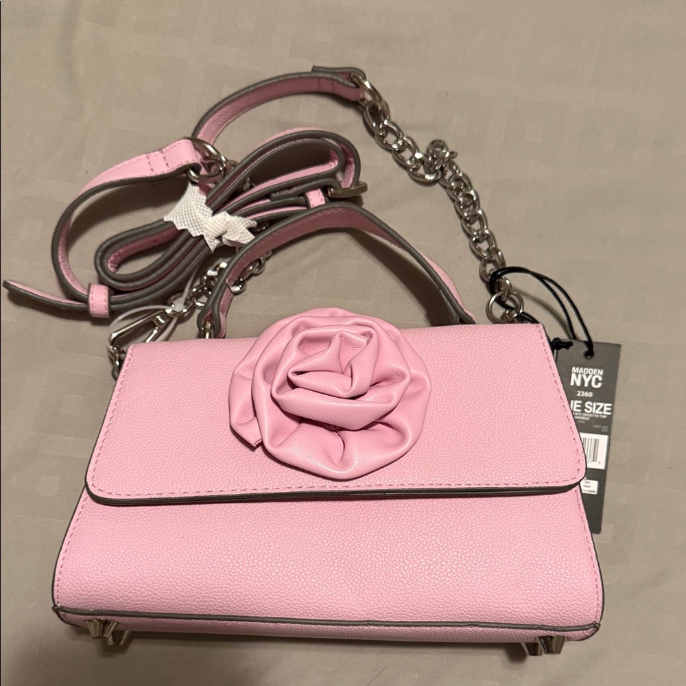 Elegant Pink Crossbody Bag with Floral Detail